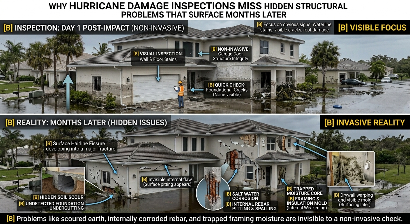 Why Hurricane Damage Inspections Miss Hidden Structural Problems That Surface Months Later
