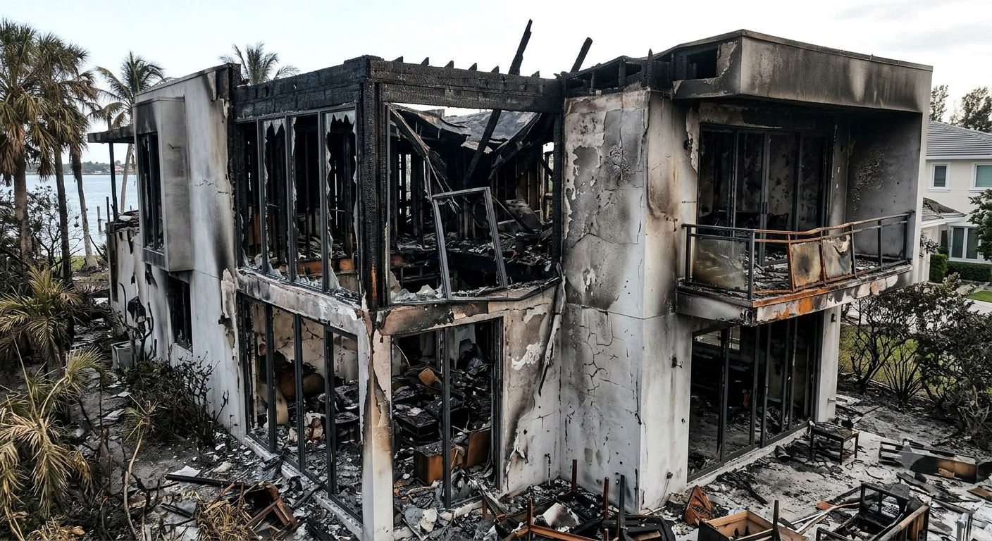 fire damaged florida home
